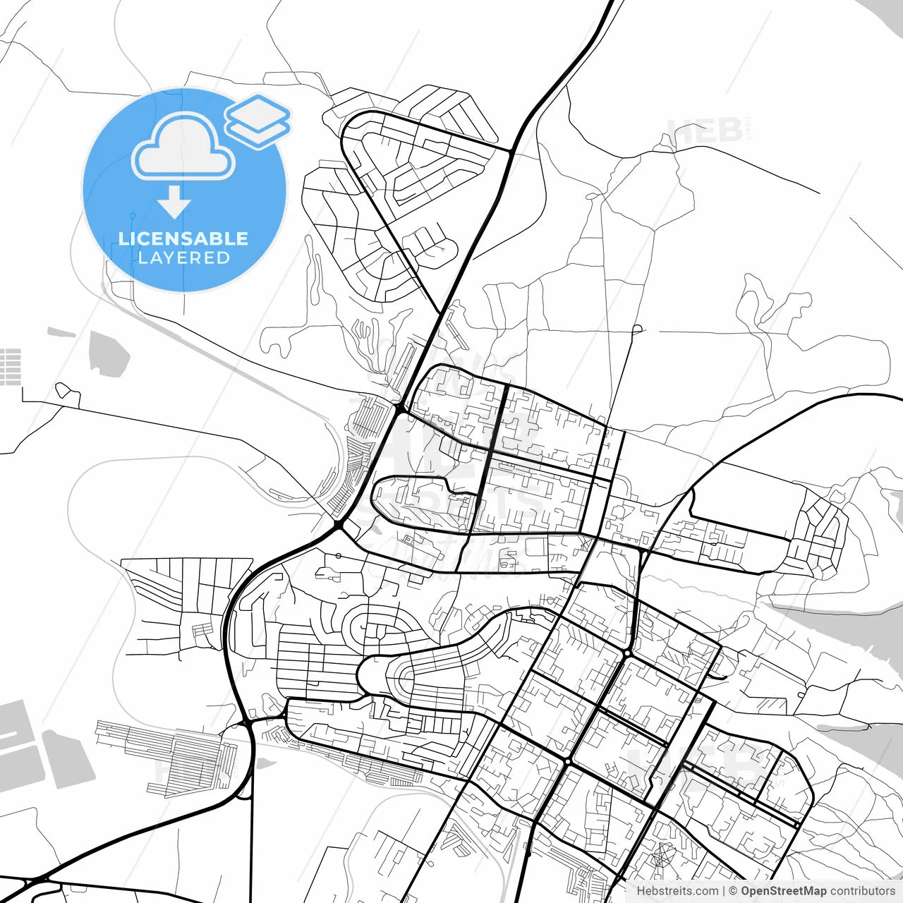 Layered PDF map of Bratsk, Irkutsk Oblast, Russia