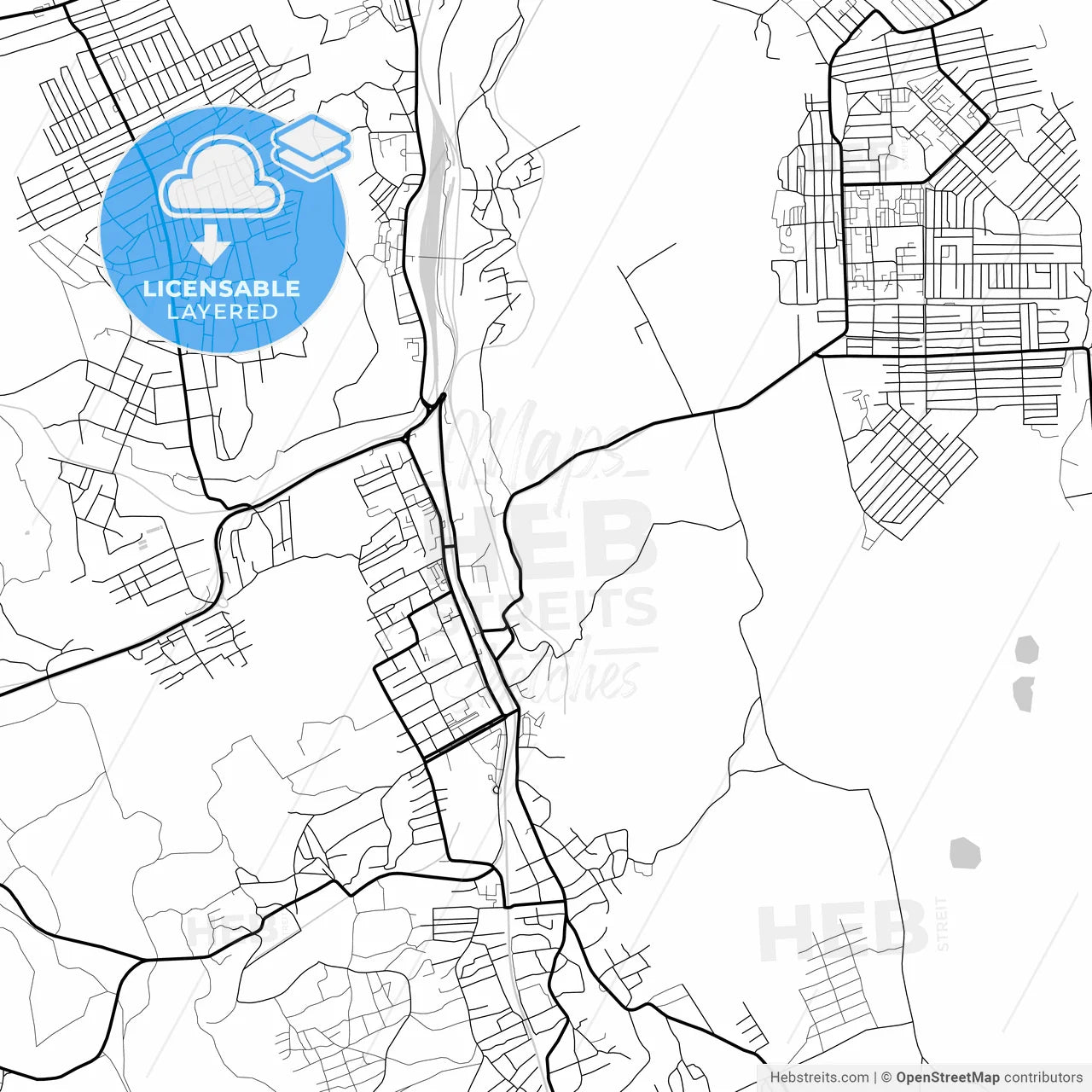 Layered PDF map of Prokopyevsk, Kemerovo Oblast, Russia