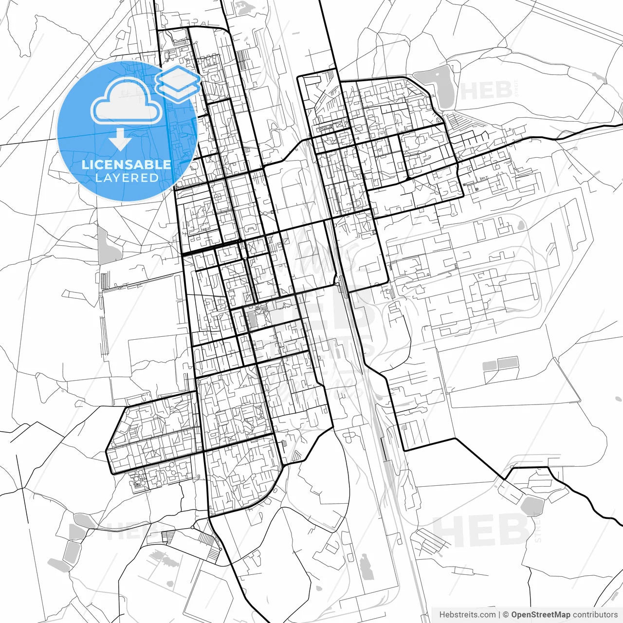 Layered PDF map of Elektrostal, Moscow Oblast, Russia
