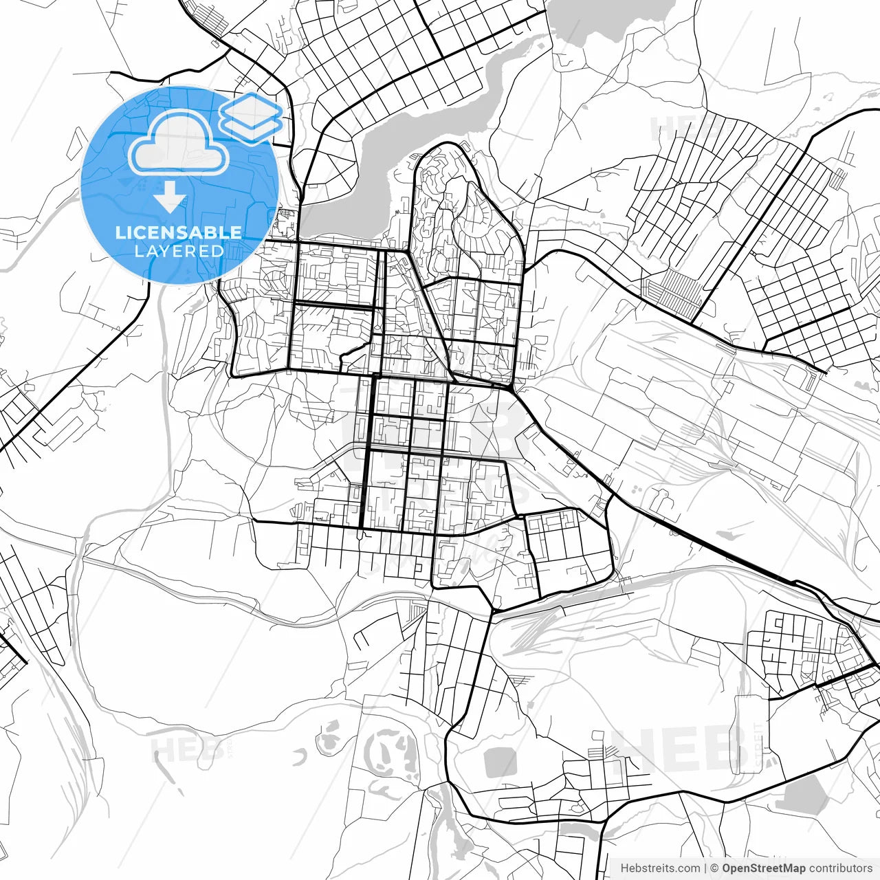 Layered PDF map of Pervouralsk, Sverdlovsk Oblast, Russia