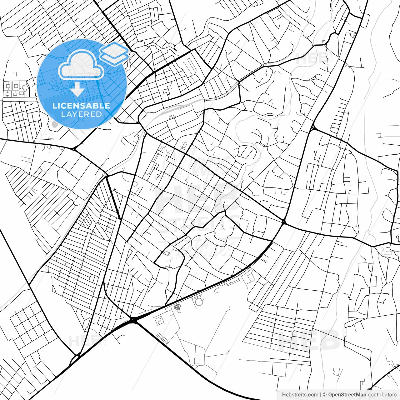 Layered PDF map of Nazran, Republic of Ingushetia, Russia