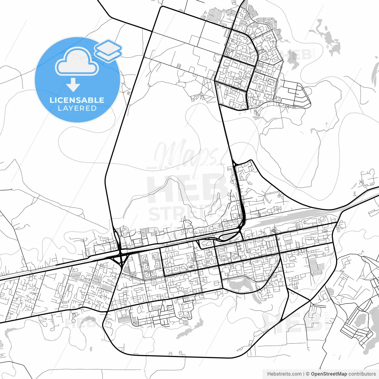 Layered PDF map of Novy Urengoy, Yamalo-Nenets Autonomous Okrug, Russia
