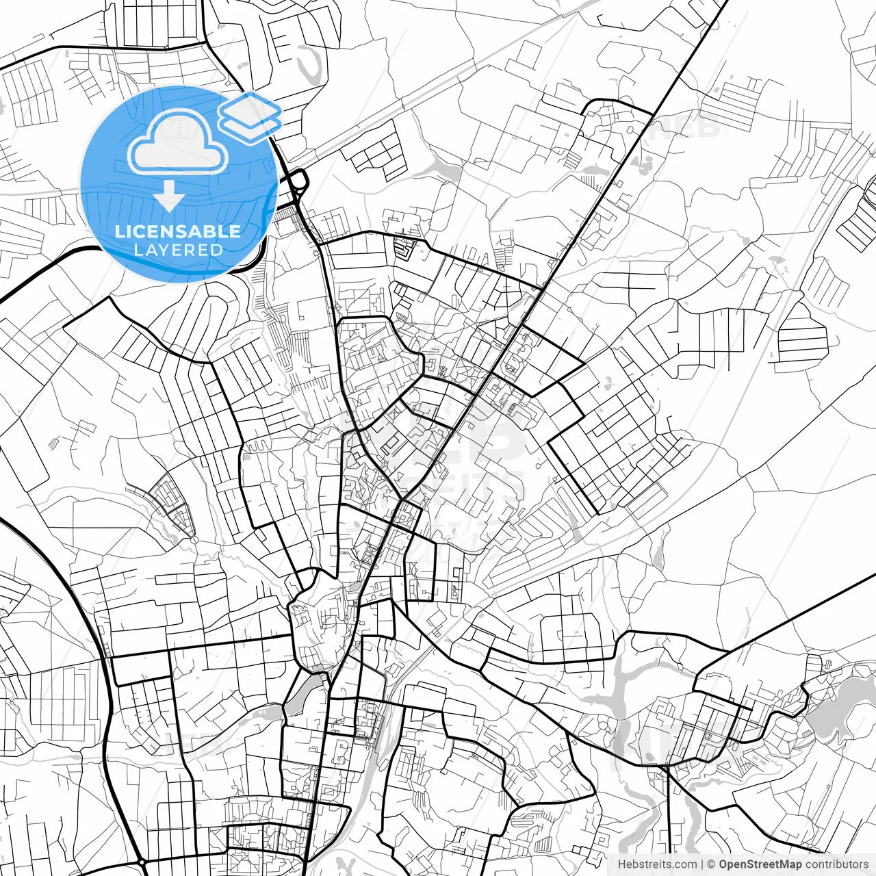 Layered PDF map of Sergiyev Posad, Moscow Oblast, Russia
