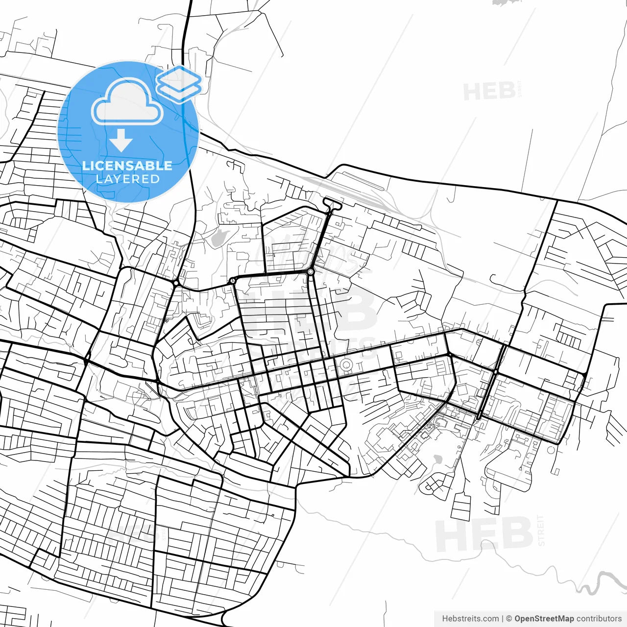Layered PDF map of Elista, Republic of Kalmykia, Russia