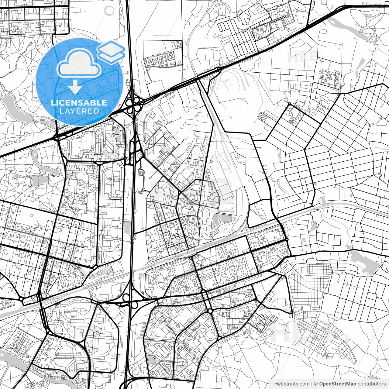 Layered PDF map of Reutov, Moscow Oblast, Russia