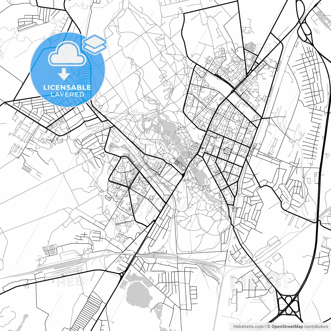 Layered PDF map of Gatchina, Leningrad Oblast, Russia
