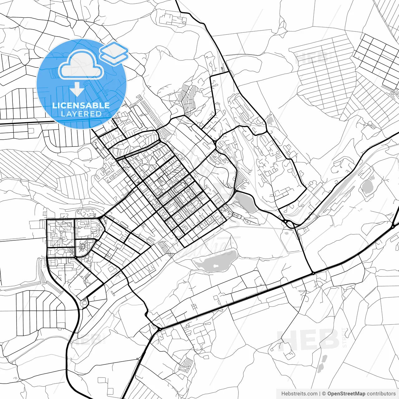 Layered PDF map of Gubkin, Belgorod Oblast, Russia