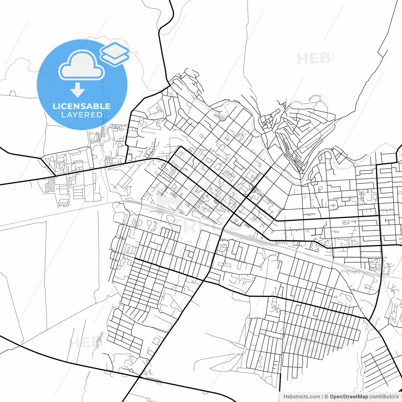 Layered PDF map of Kuznetsk, Penza Oblast, Russia