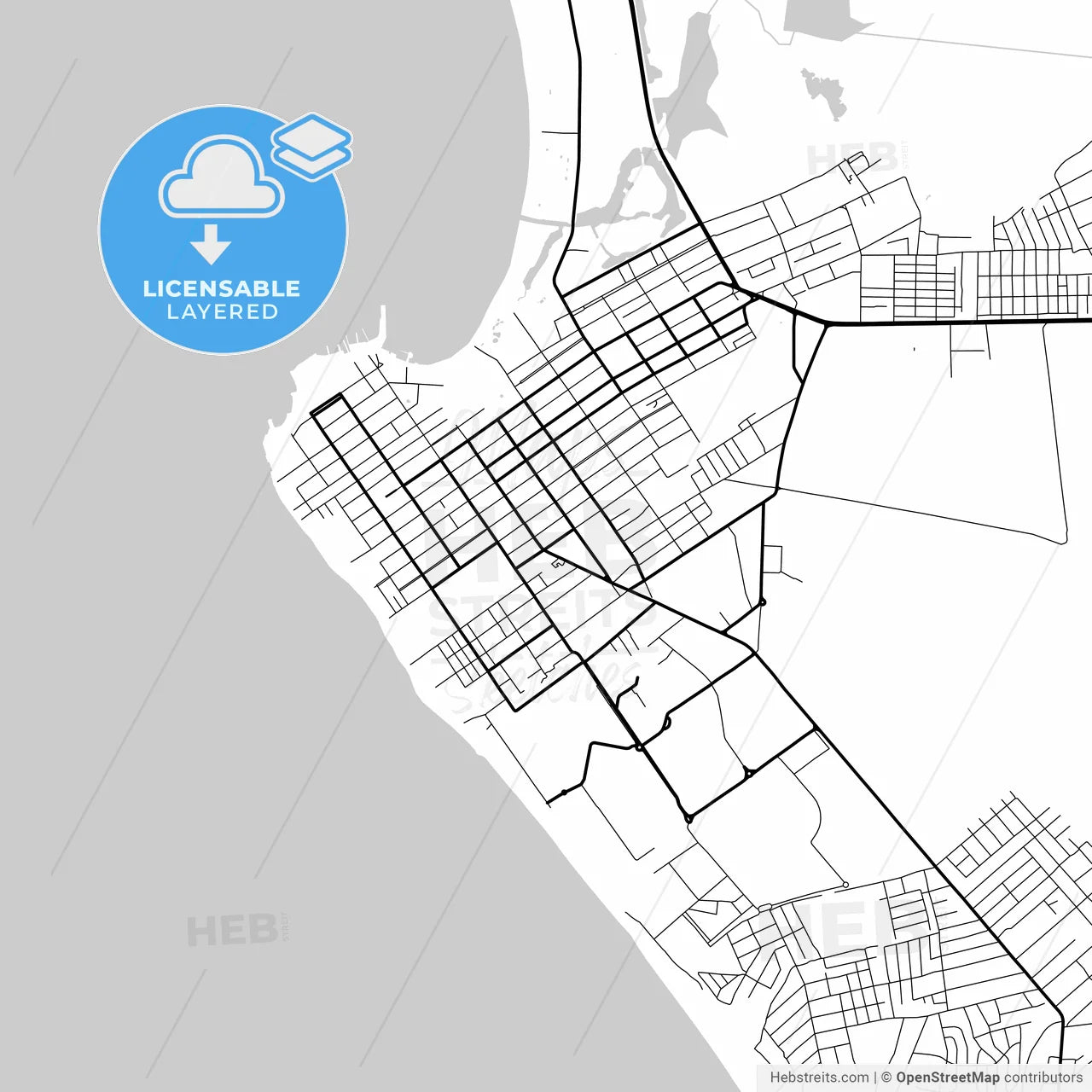 Layered PDF map of Anapa, Krasnodar Krai, Russia