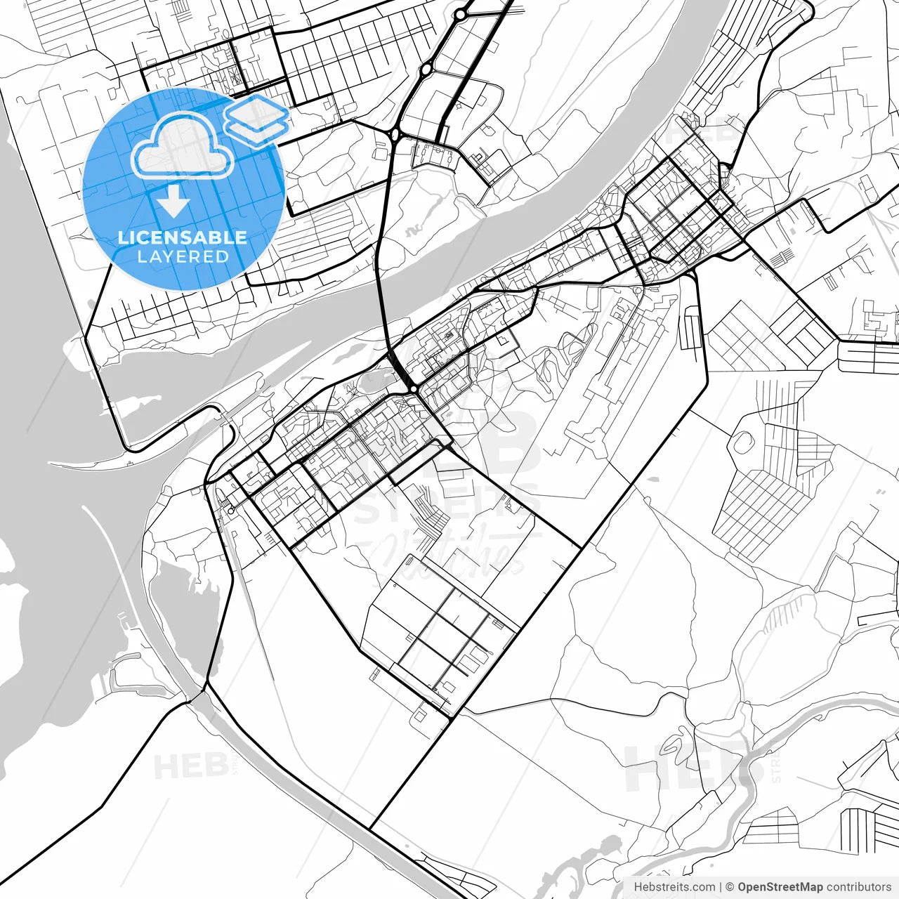 Layered PDF map of Dubna, Moscow Oblast, Russia