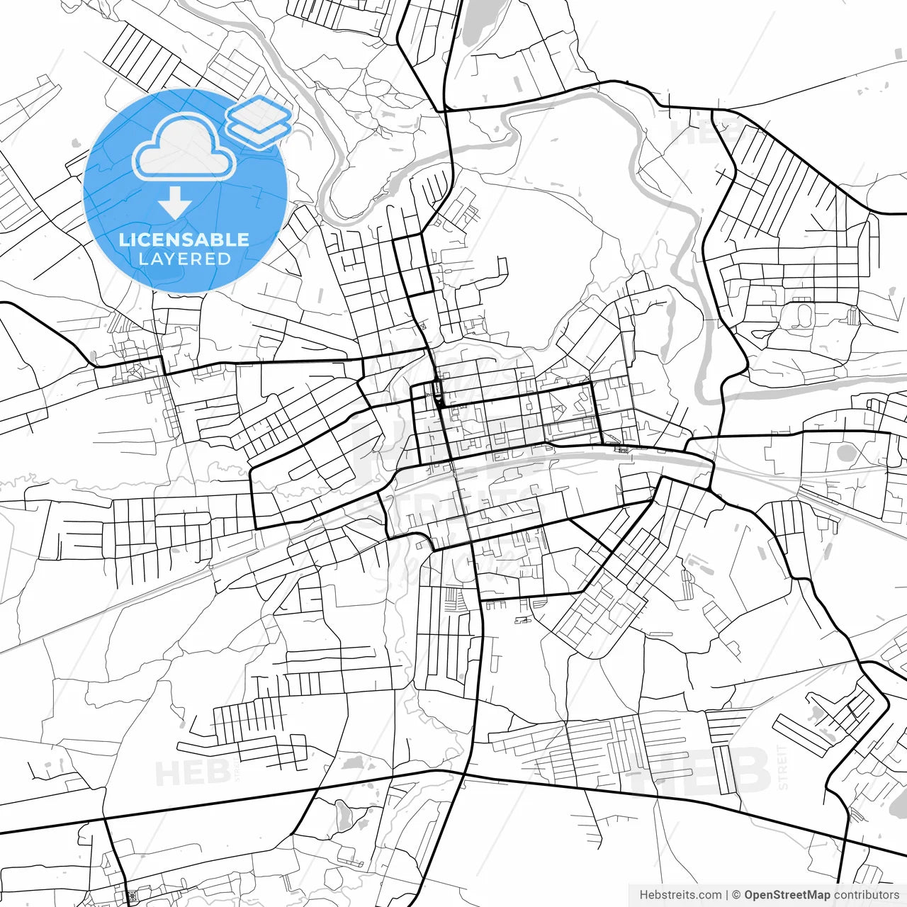 Layered PDF map of Pavlovsky Posad, Moscow Oblast, Russia