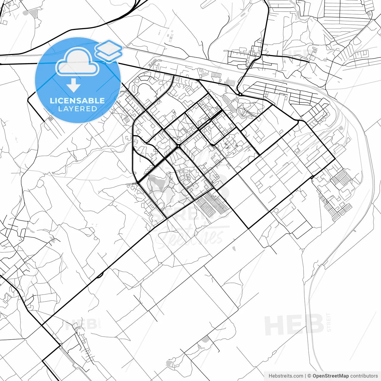 Layered PDF map of Zarechny, Penza Oblast, Russia
