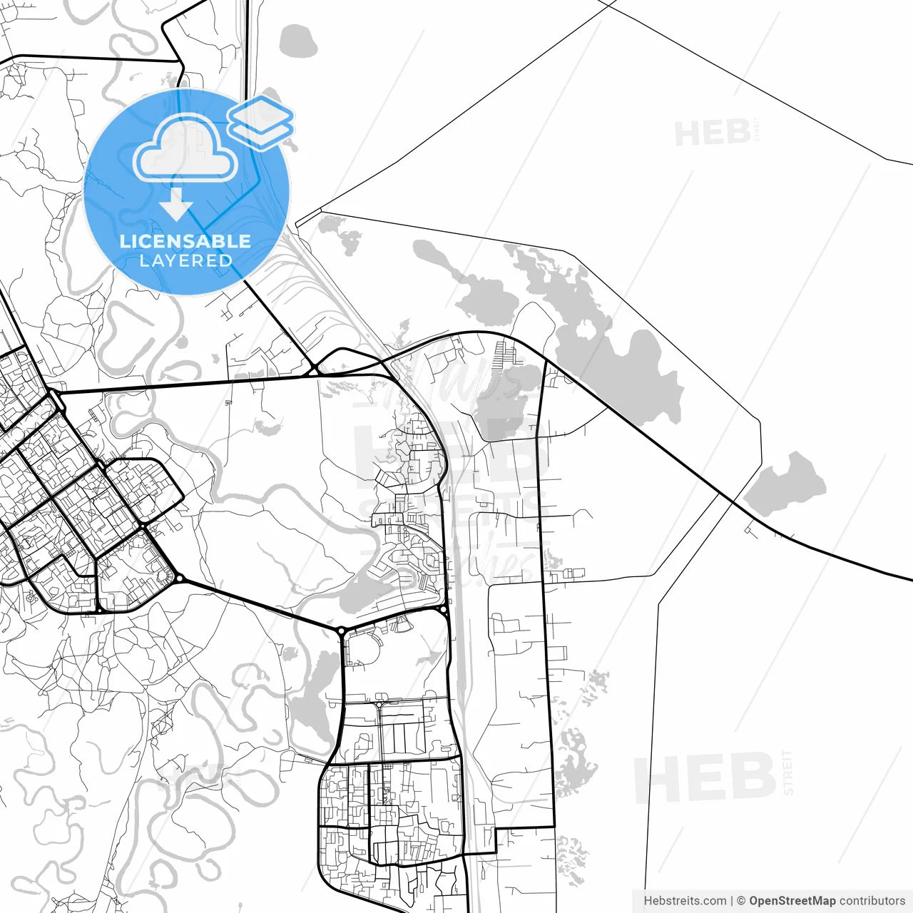 Layered PDF map of Kogalym, Khanty-Mansi Autonomous Okrug-Yugra, Russia