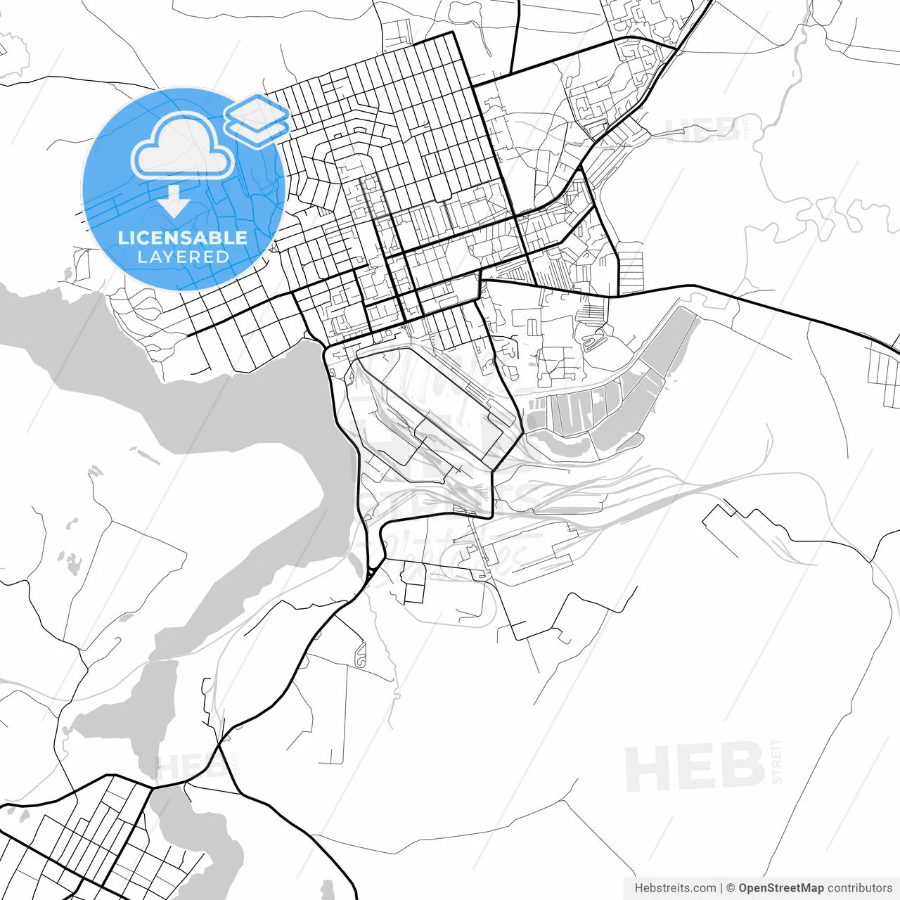 Layered PDF map of Polevskoy, Sverdlovsk Oblast, Russia