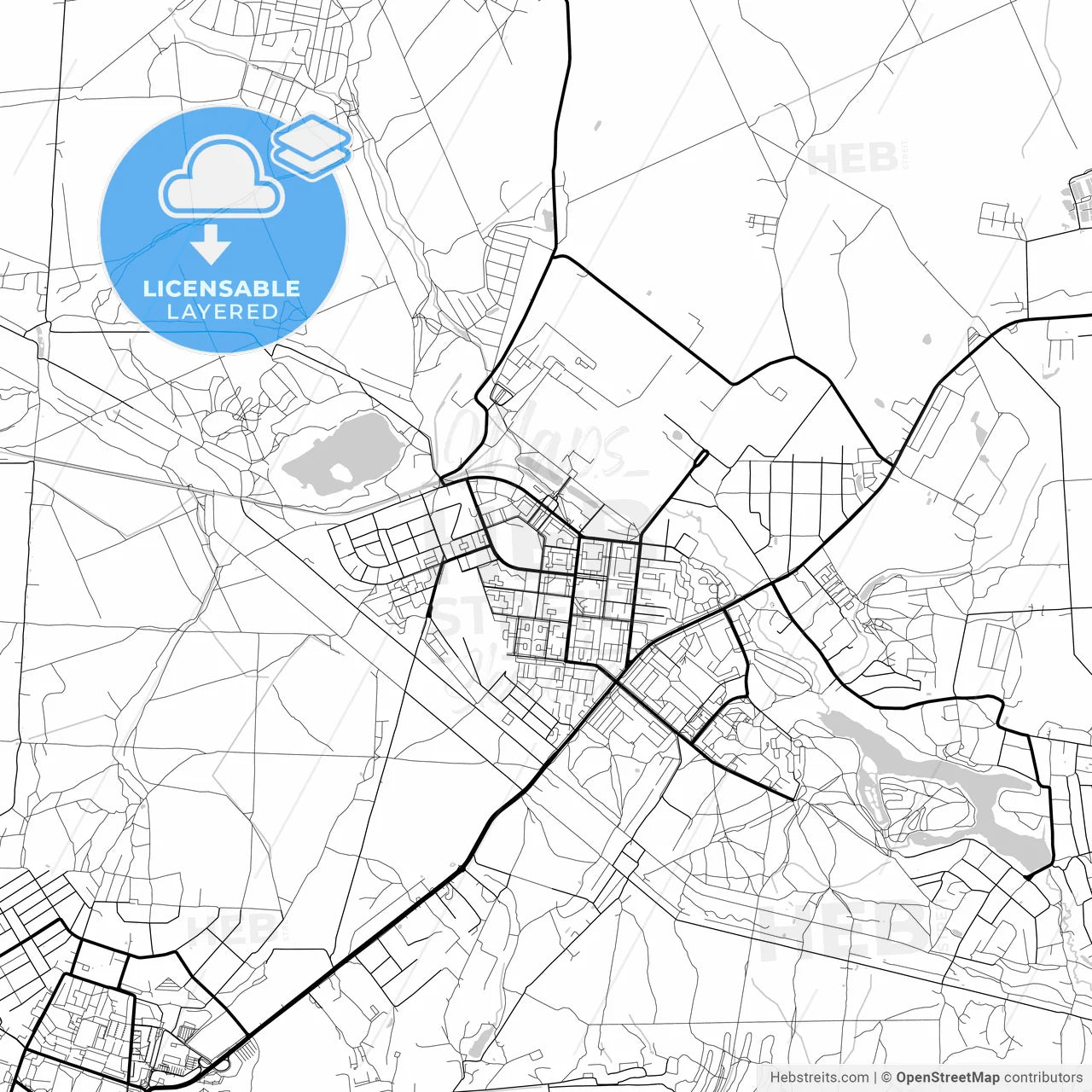 Layered PDF map of Fryazino, Moscow Oblast, Russia