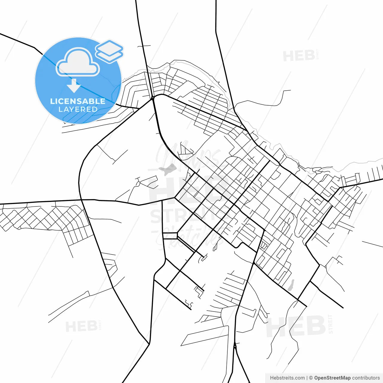 Layered PDF map of Belebey, Republic of Bashkortostan, Russia