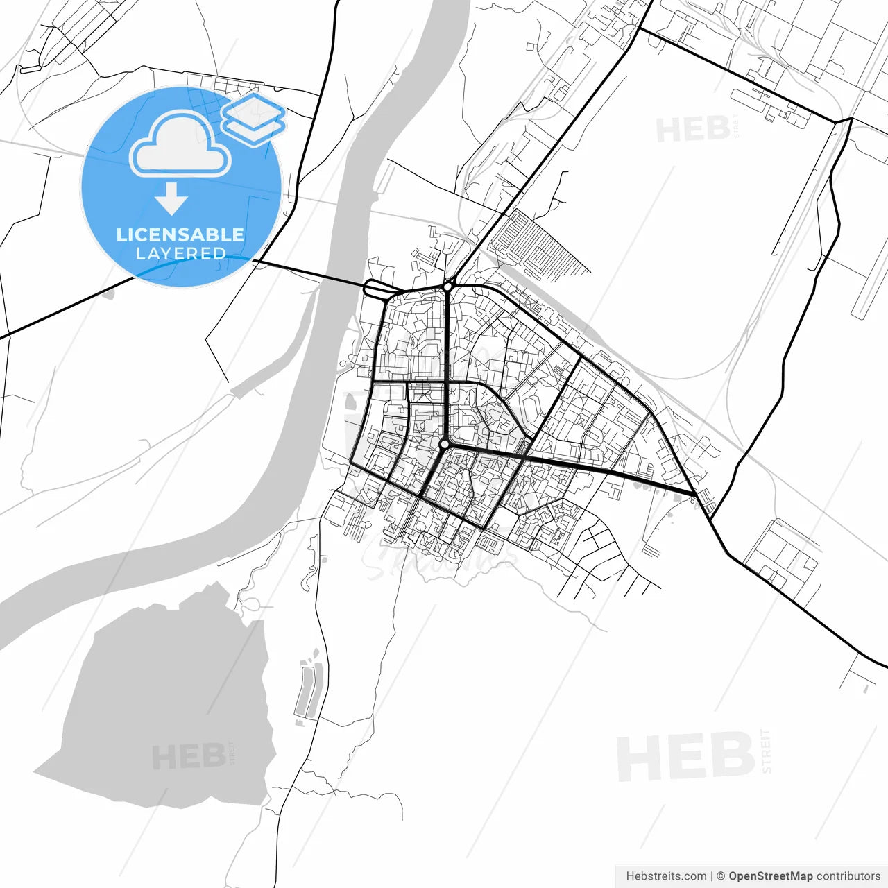 Layered PDF map of Kirishi, Leningrad Oblast, Russia