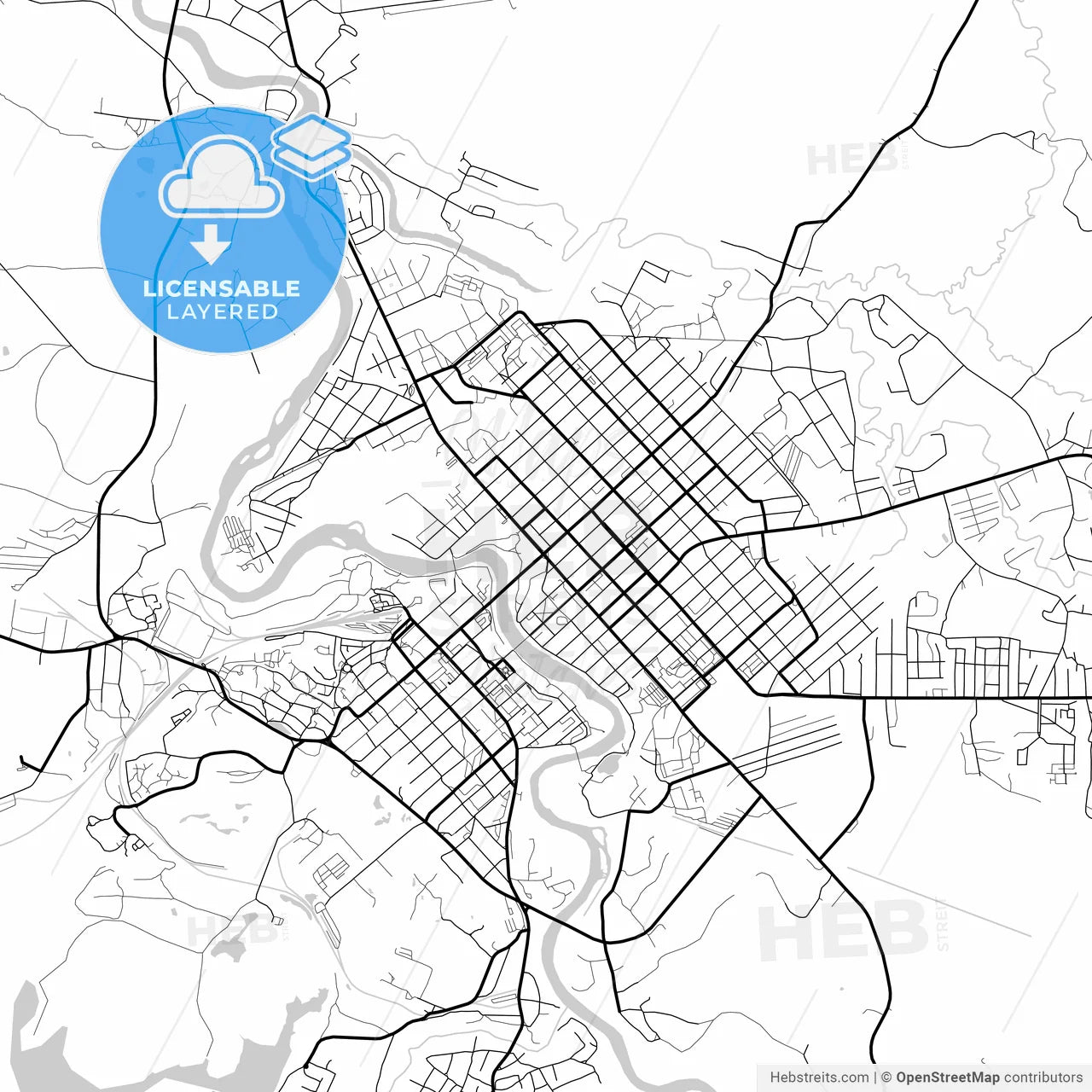 Layered PDF map of Borovichi, Novgorod Oblast, Russia