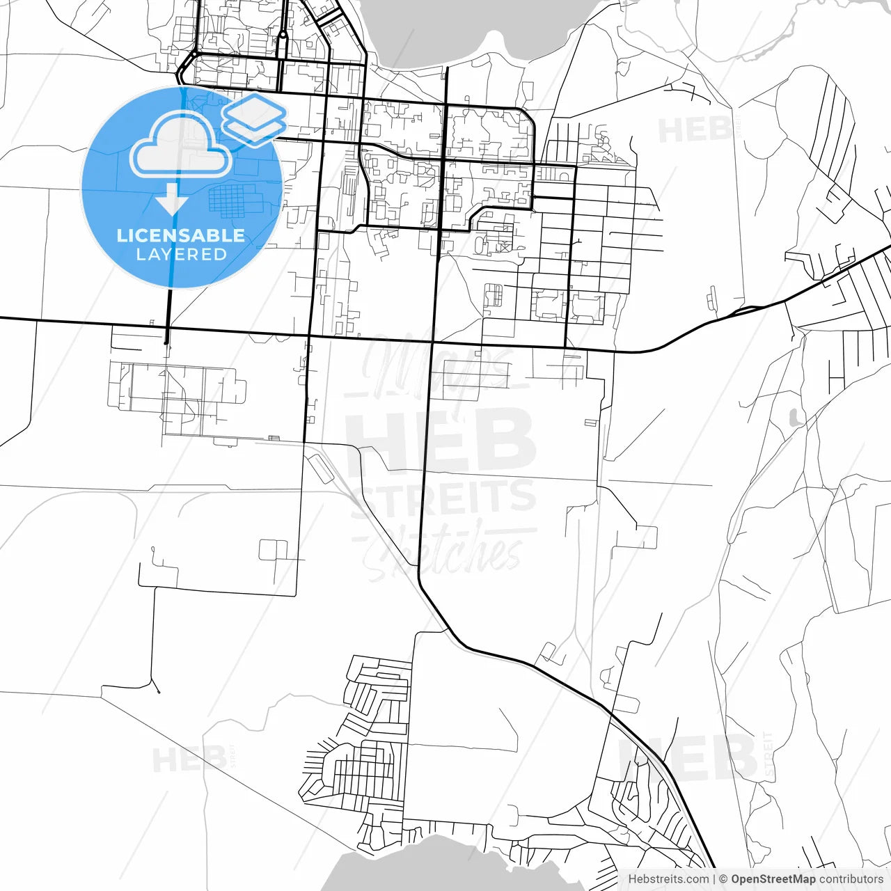 Layered PDF map of Snezhinsk, Chelyabinsk Oblast, Russia