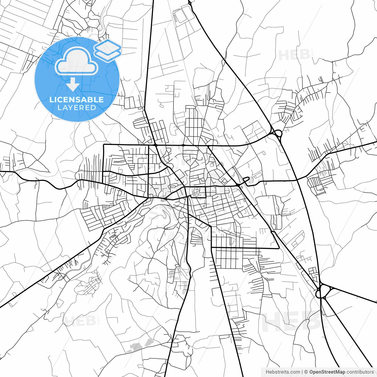 Layered PDF map of Leskovac, Jablanica, Serbia
