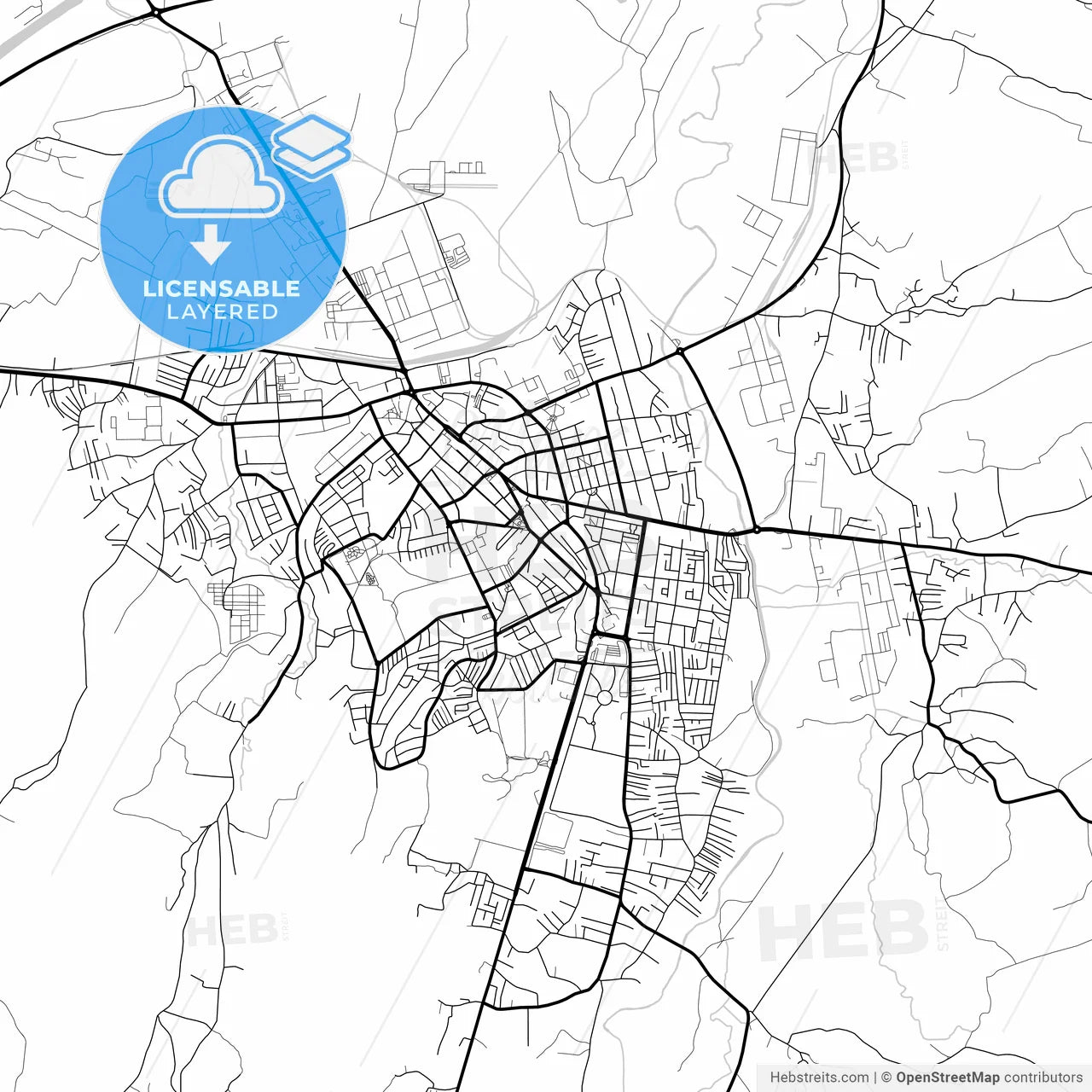 Layered PDF map of Kruševac, Rasina, Serbia