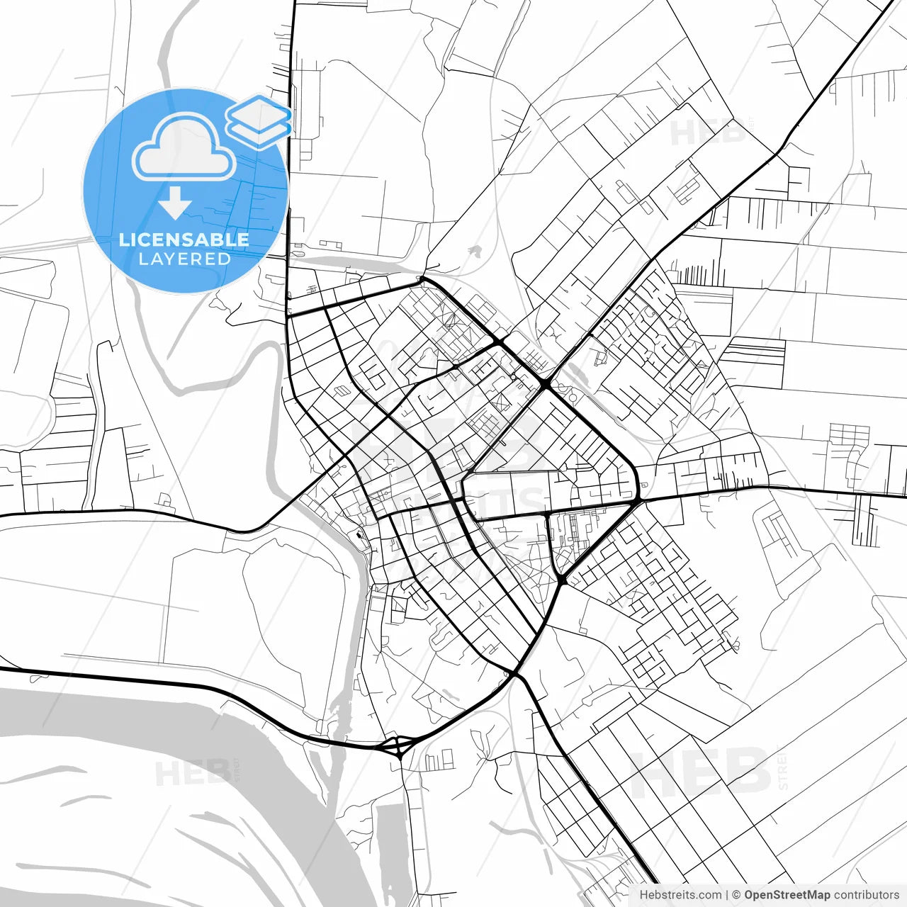 Layered PDF map of Pančevo, South Banat, Serbia