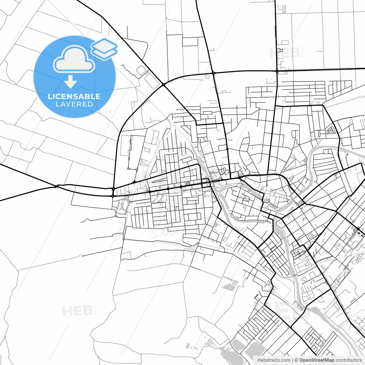 Layered PDF map of Zrenjanin, Central Banat, Serbia
