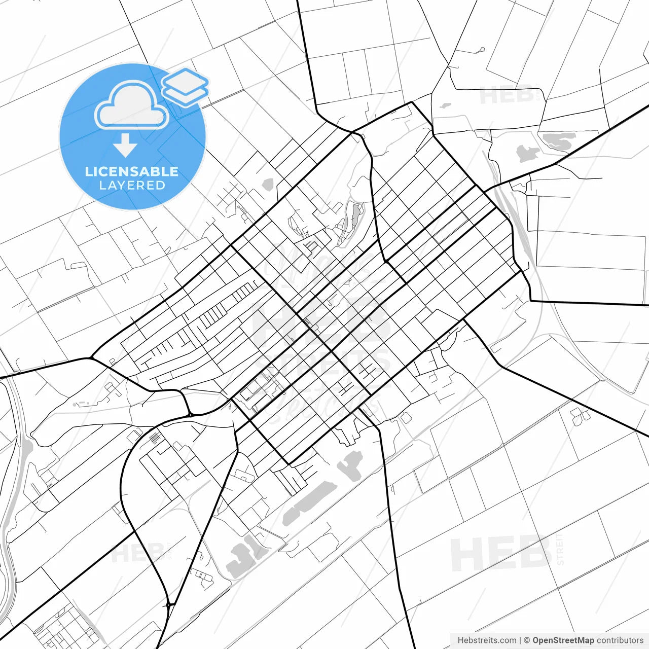 Layered PDF map of Kikinda, North Banat, Serbia