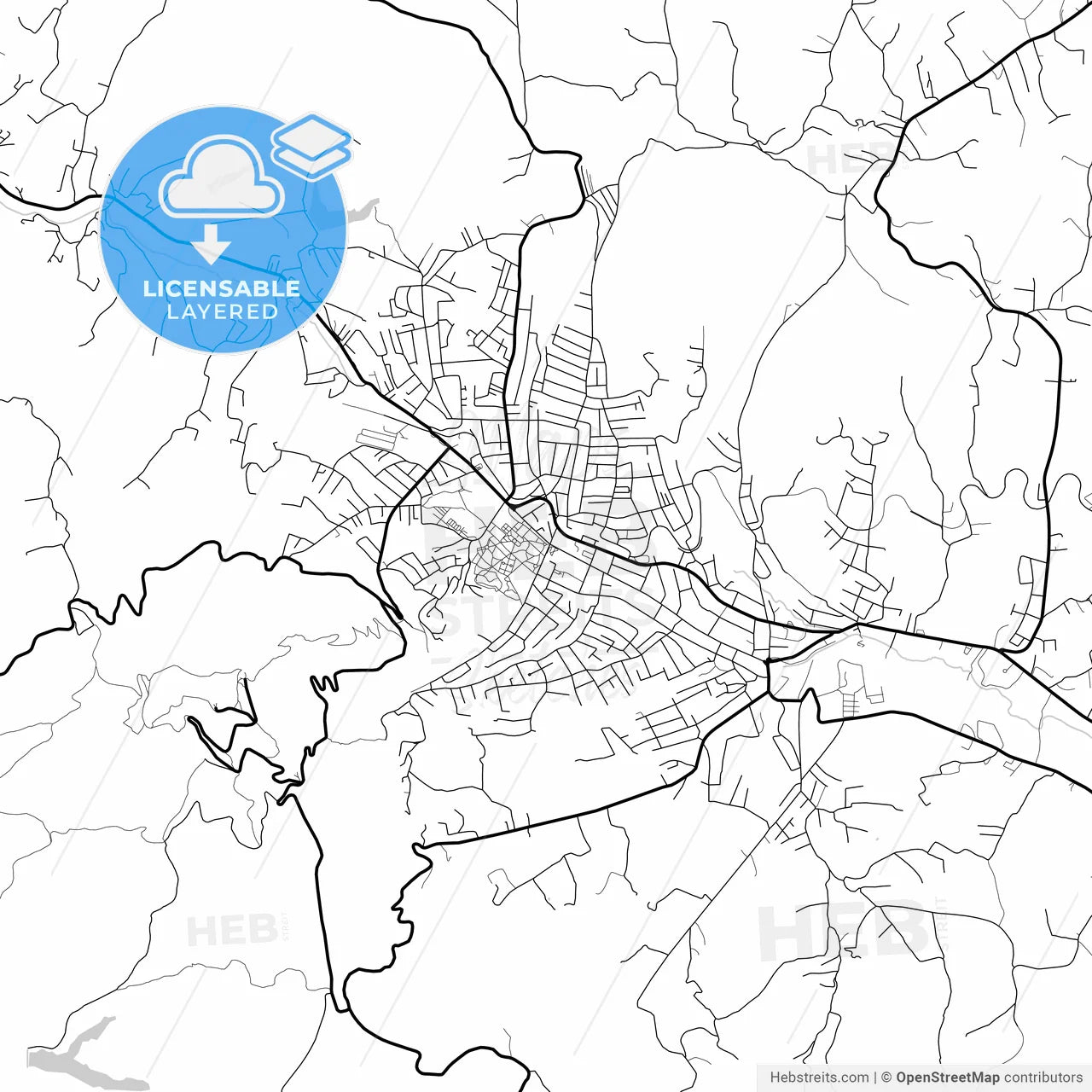 Layered PDF map of Aranđelovac, Šumadija, Serbia