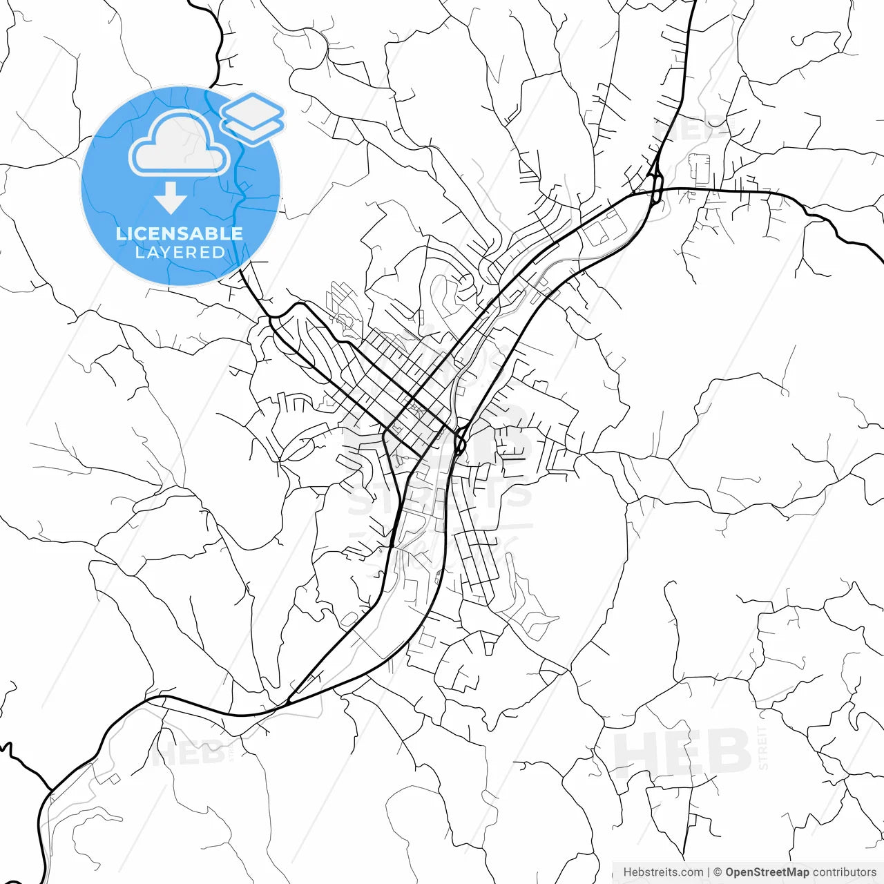 Layered PDF map of Gornji Milanovac, Moravica, Serbia