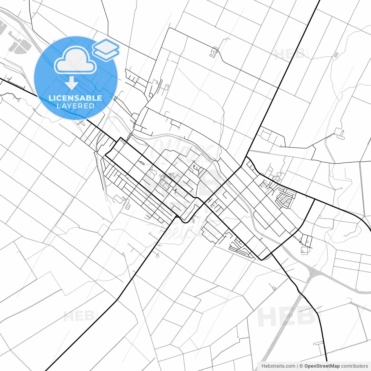 Layered PDF map of Vrbas, South Bačka, Serbia
