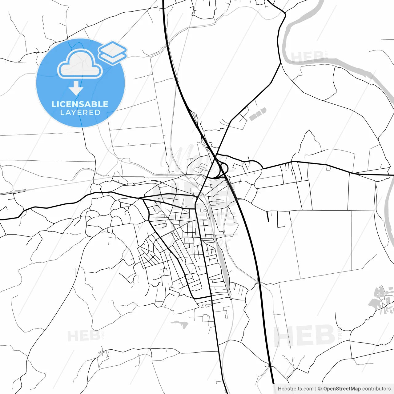 Layered PDF map of Velika Plana, Podunavlje, Serbia