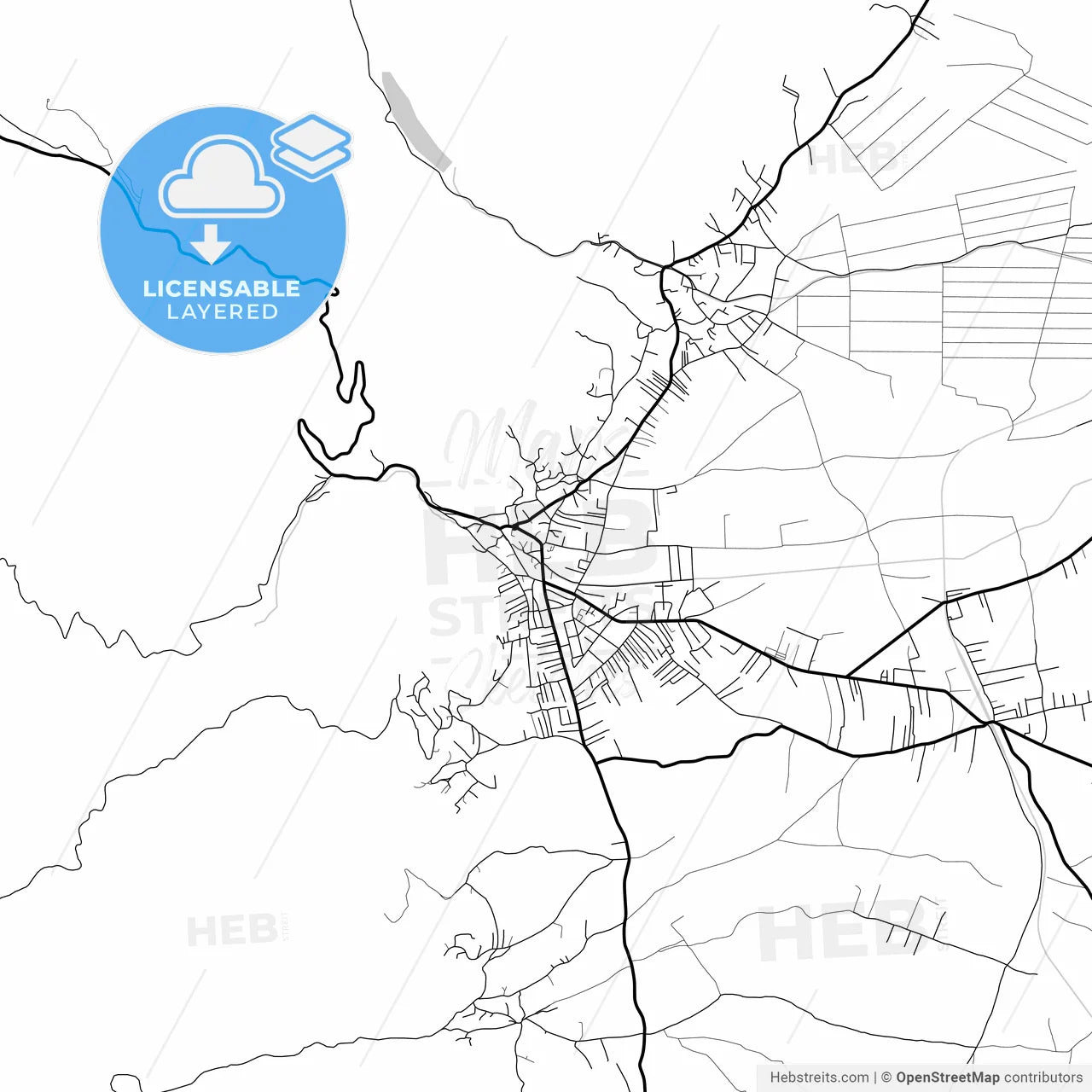 Layered PDF map of Preševo, Pčinja, Serbia