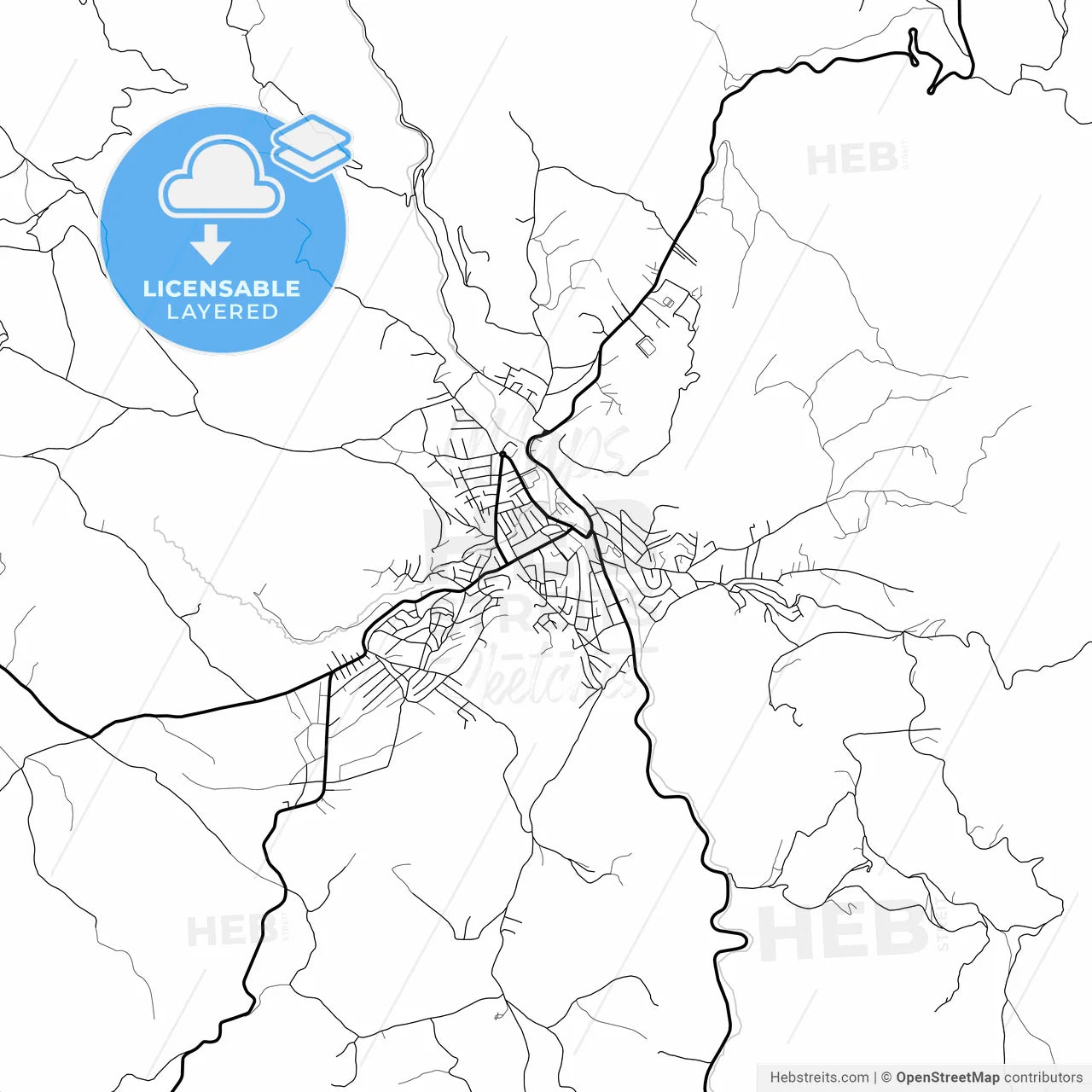 Layered PDF map of Tutin, Raška, Serbia