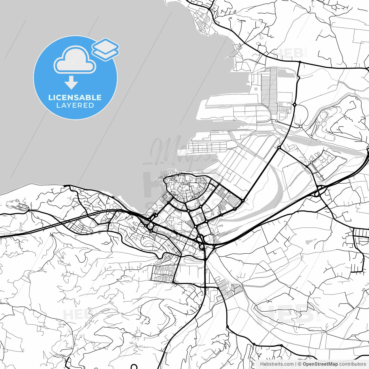 Layered PDF map of Koper, Slovenia