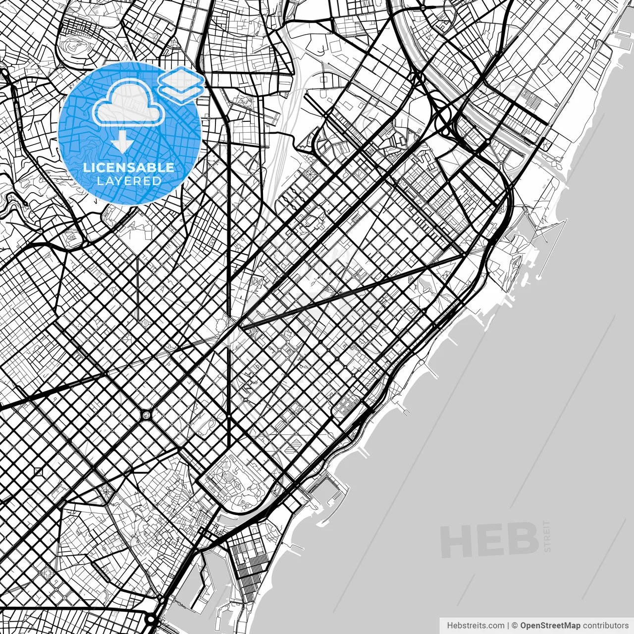 Layered PDF map of Sant Martí, Barcelona, Spain