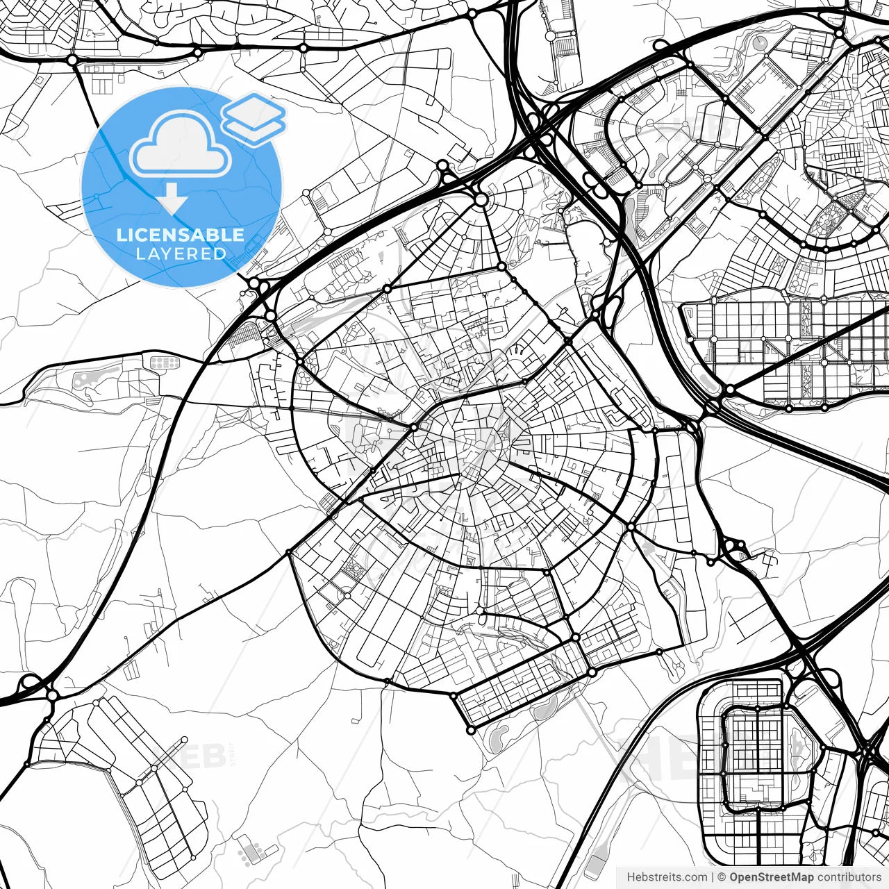 Layered PDF map of Móstoles, Madrid, Spain