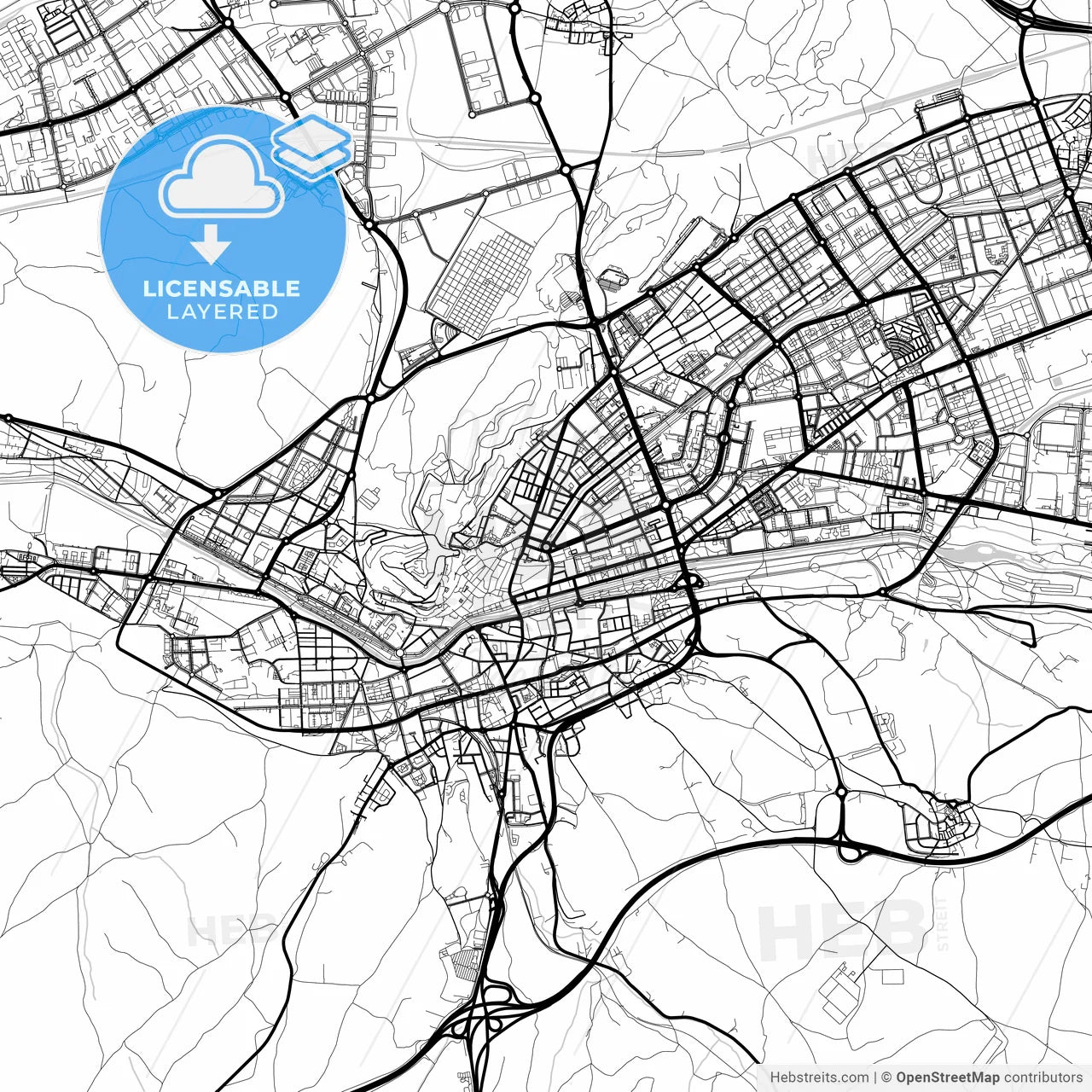 Layered PDF map of Burgos, Spain