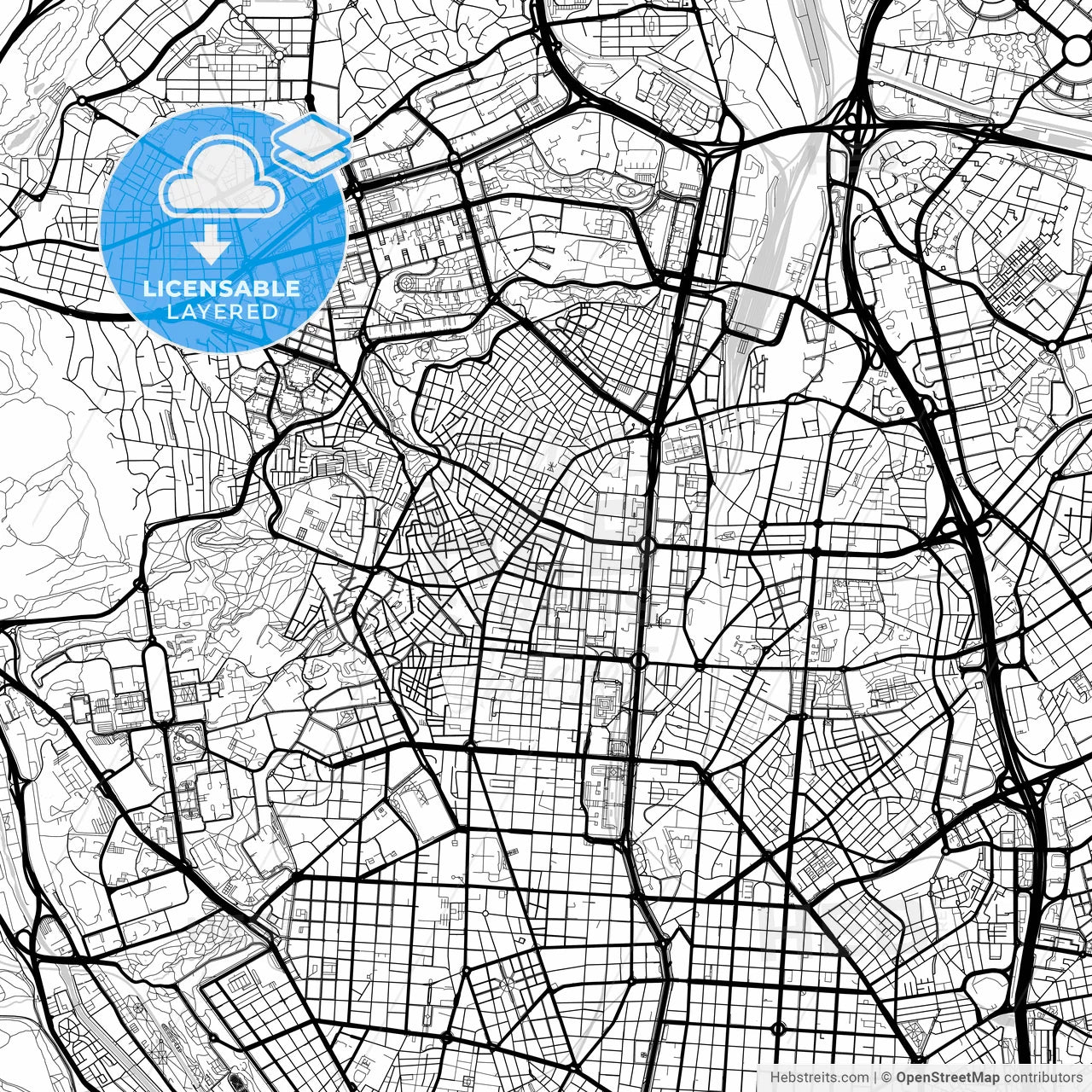 Layered PDF map of Tetuán de las Victorias, Madrid, Spain
