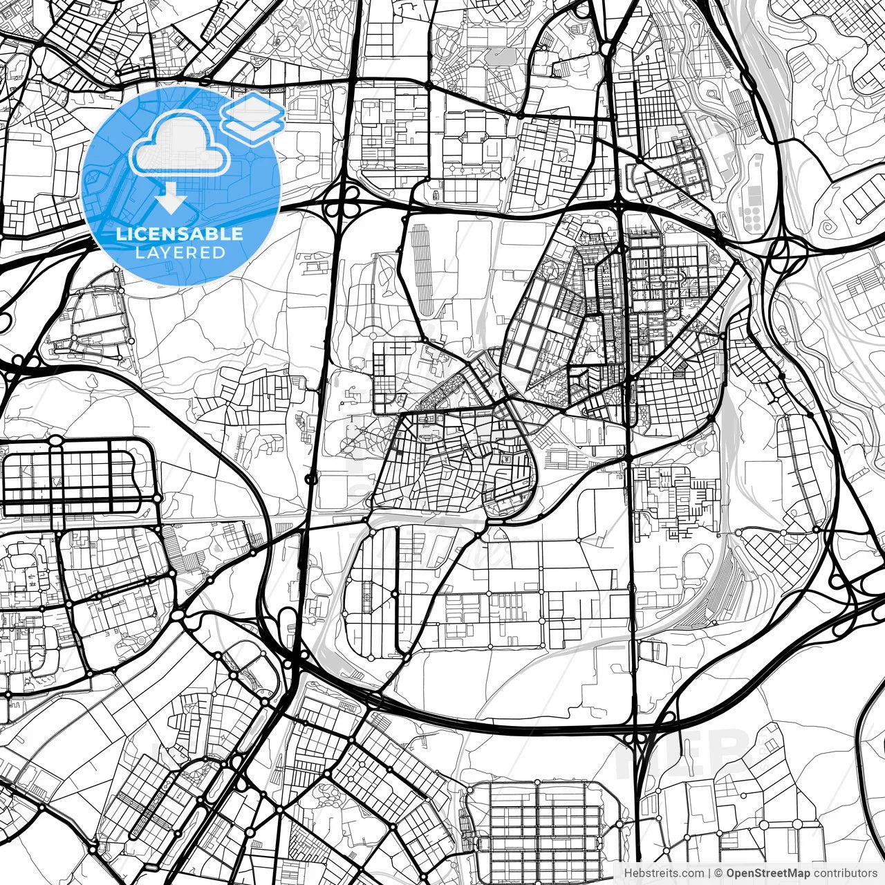Layered PDF map of Villaverde, Madrid, Spain