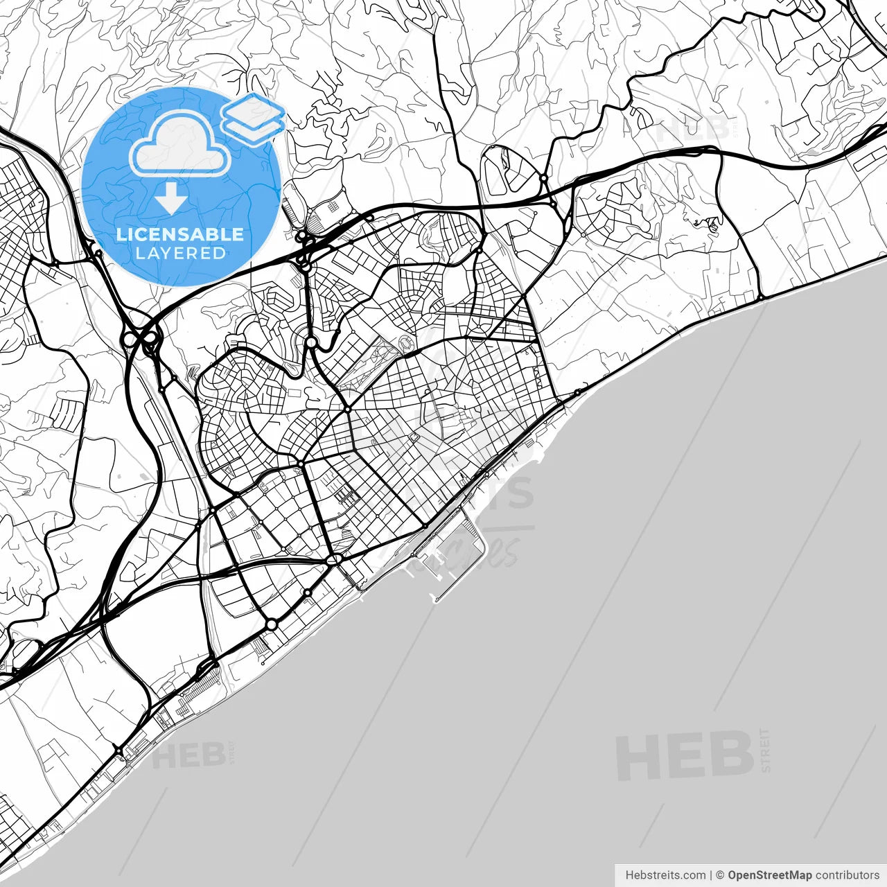 Layered PDF map of Mataró, Barcelona, Spain