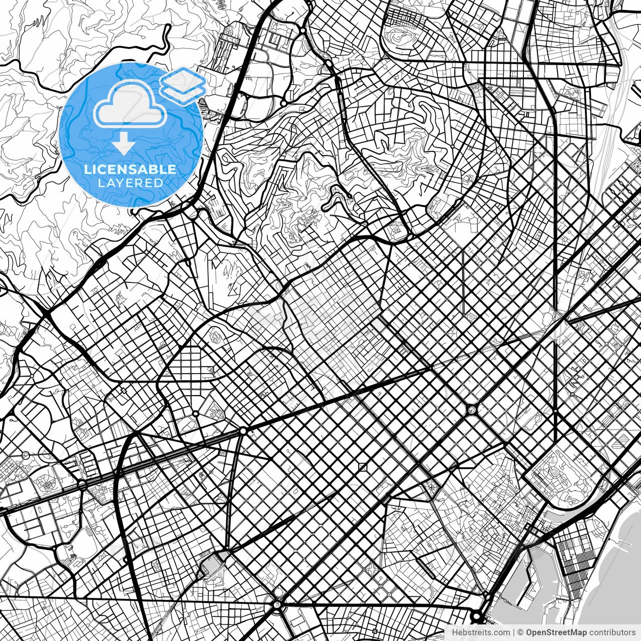 Layered PDF map of Gràcia, Barcelona, Spain