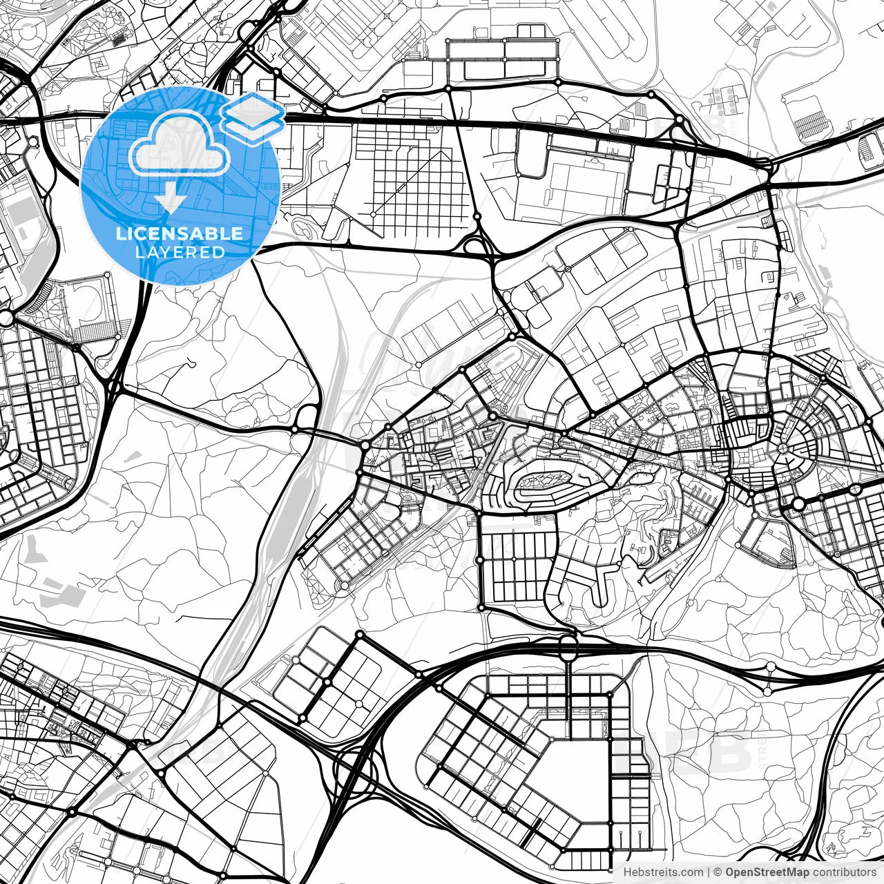 Layered PDF map of Coslada, Madrid, Spain