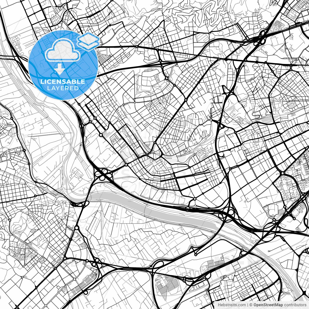 Layered PDF map of Cornellà de Llobregat, Barcelona, Spain