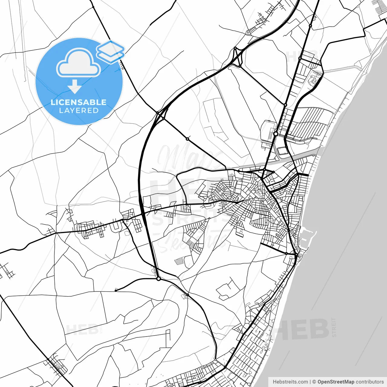 Layered PDF map of Roquetas de Mar, Almería, Spain