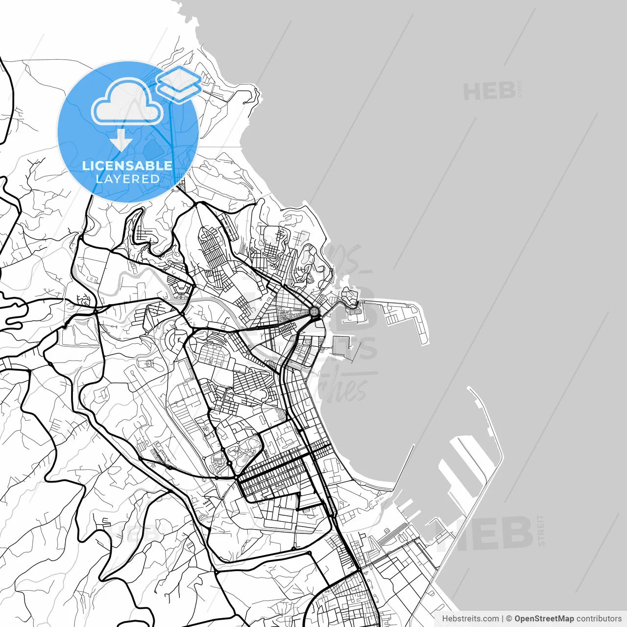 Layered PDF map of Melilla, Spain