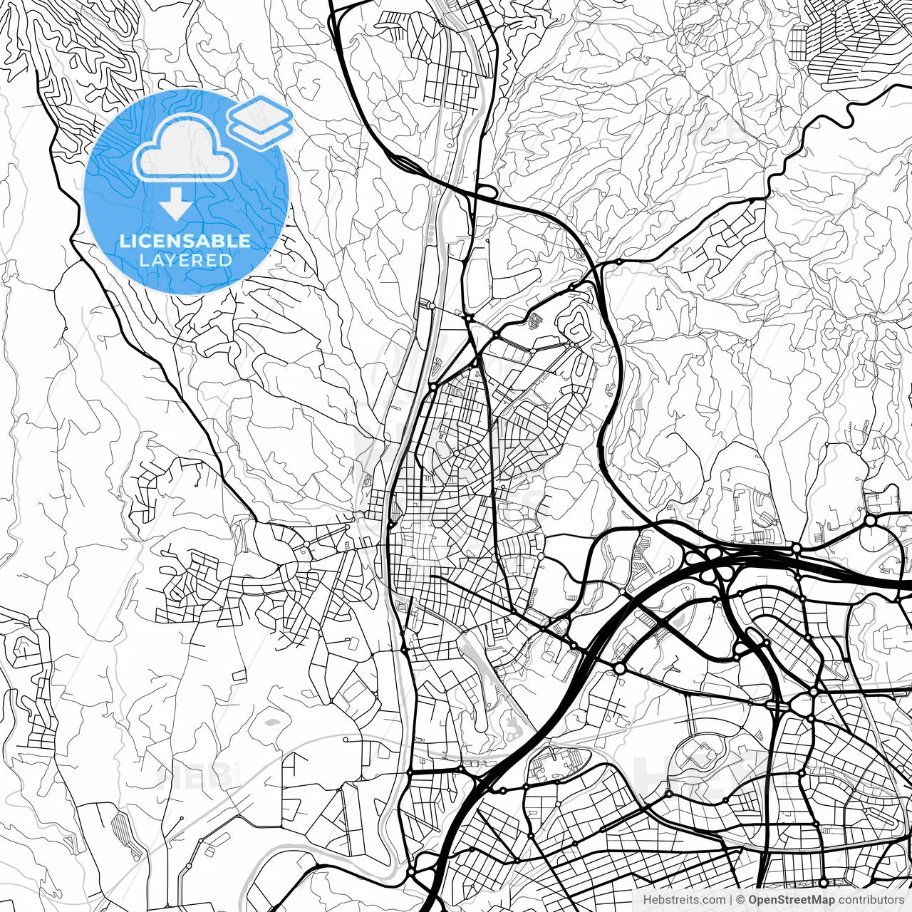 Layered PDF map of Rubí, Barcelona, Spain