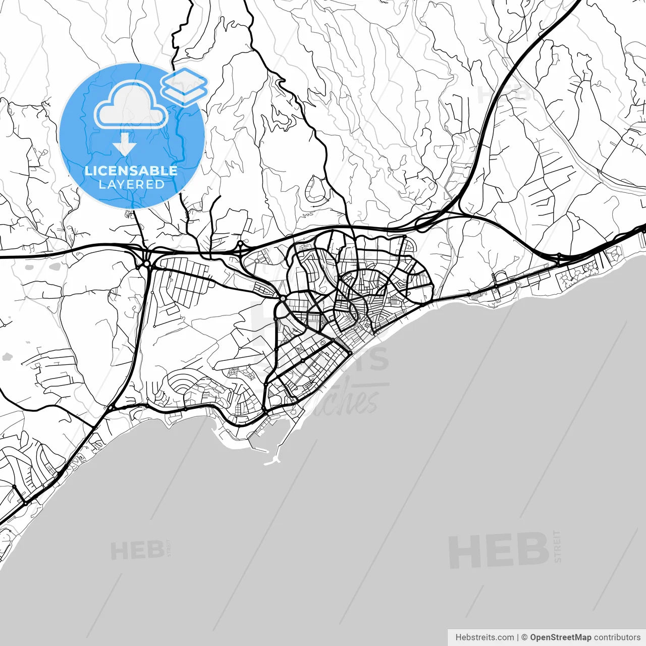 Layered PDF map of Estepona, Málaga, Spain