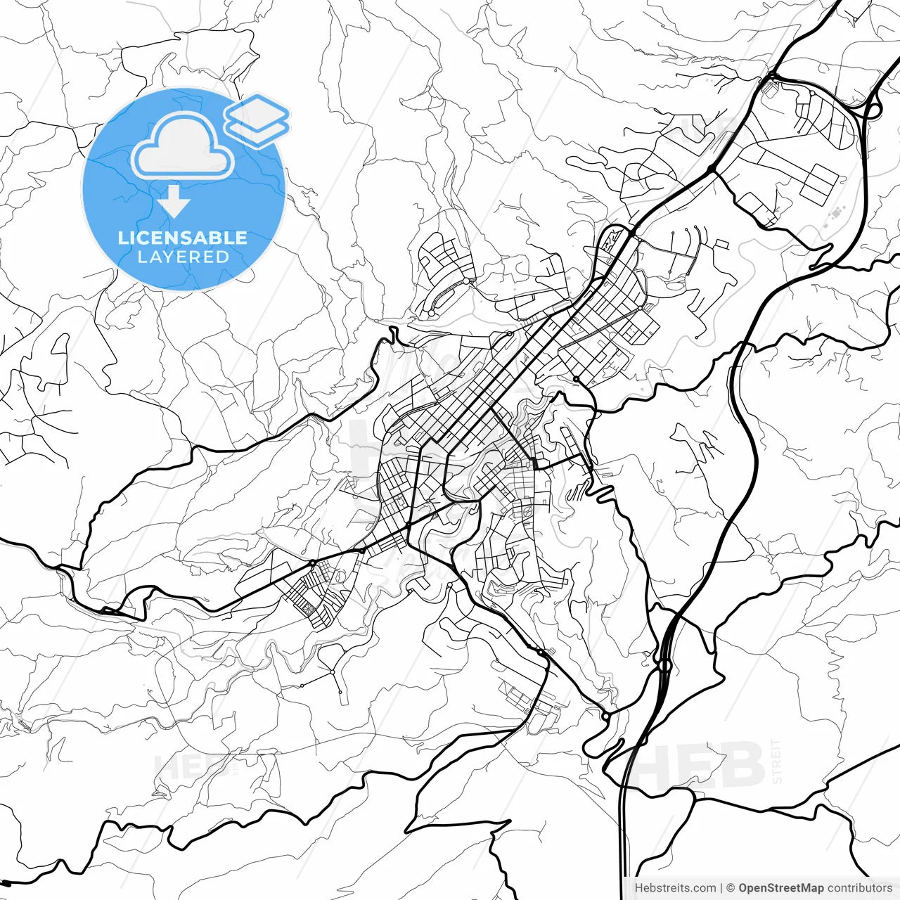 Layered PDF map of Alcoy, Alicante, Spain
