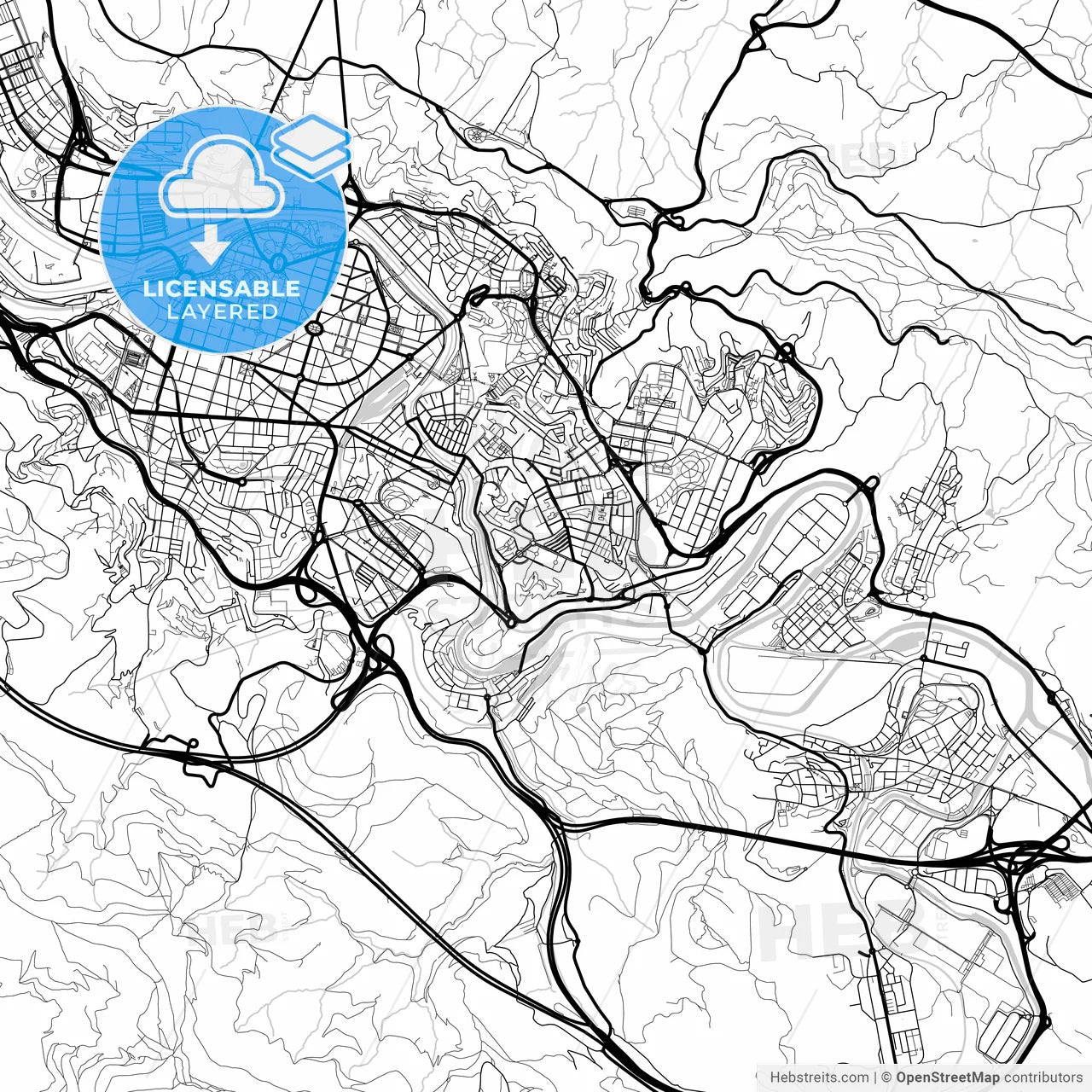 Layered PDF map of Santutxu, Bilbao, Spain